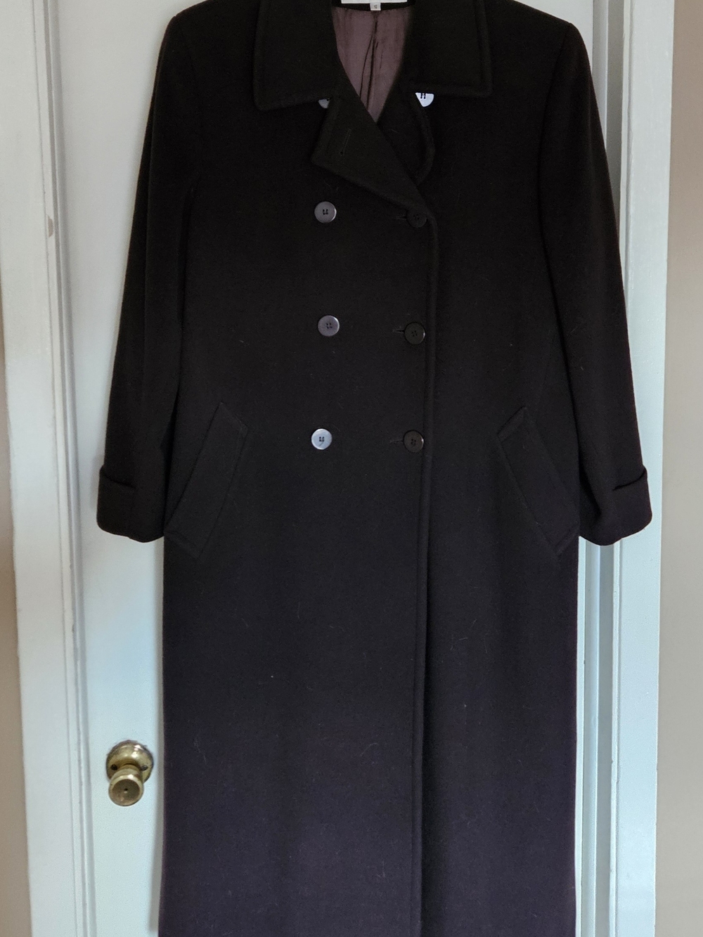 Larry Levine Brown Double-Breasted Wool Pea Coat